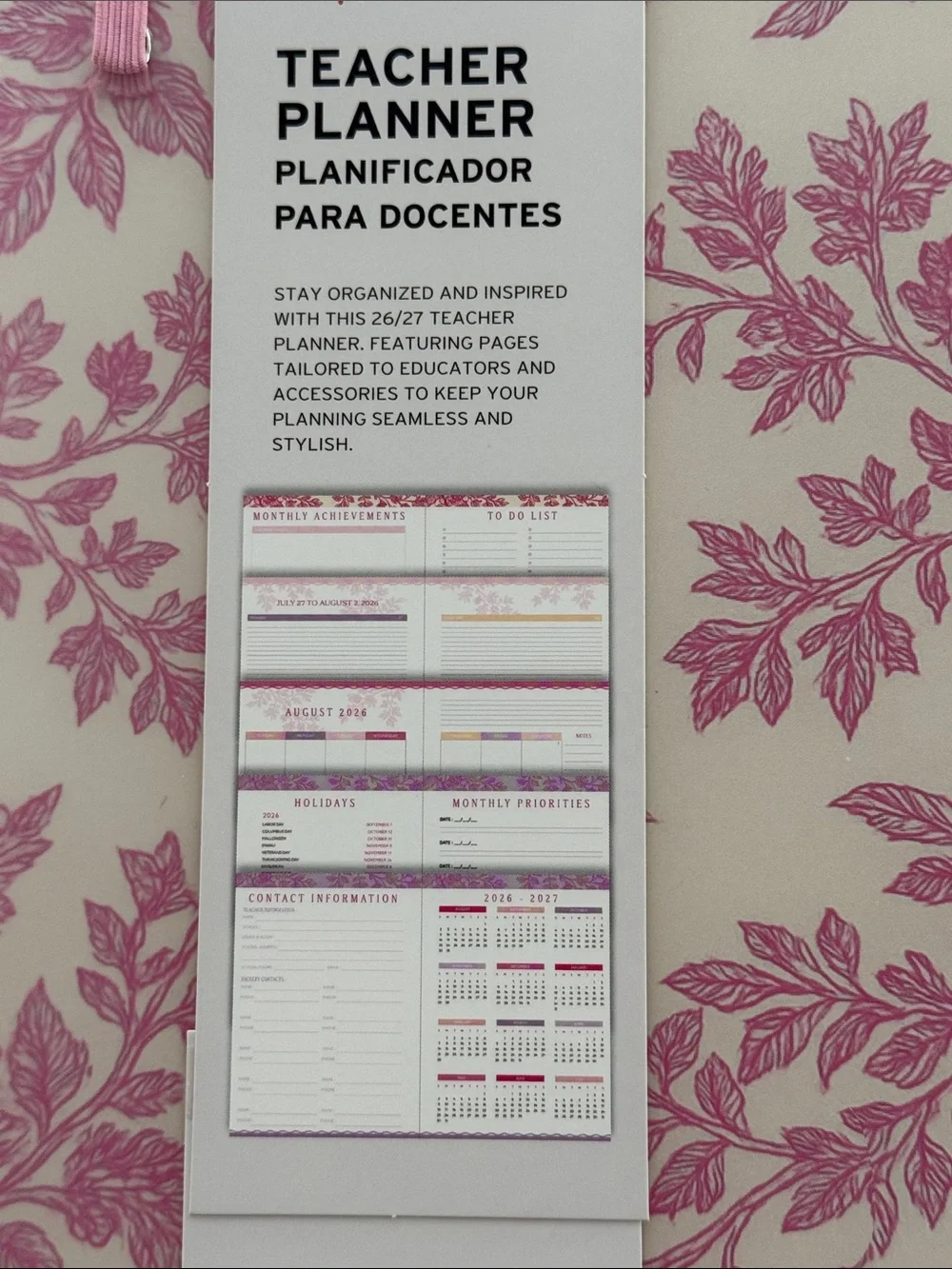 Penbrook Teacher Planner 2026-2027 - pink  floral